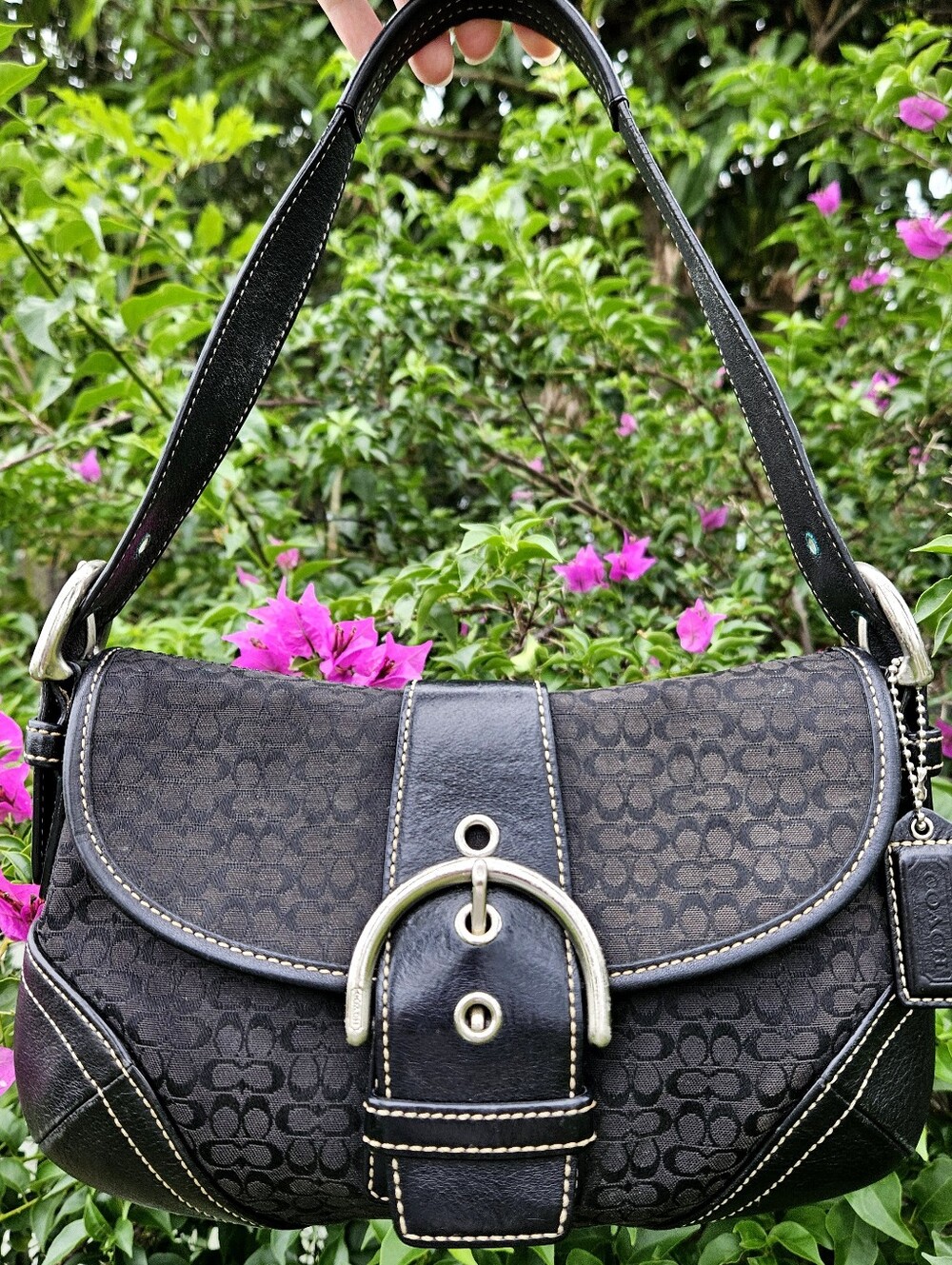 Vintage Coach 6818 Micro Signature Mini/Small Soho Black Buckle Shoulder Bag Y2K